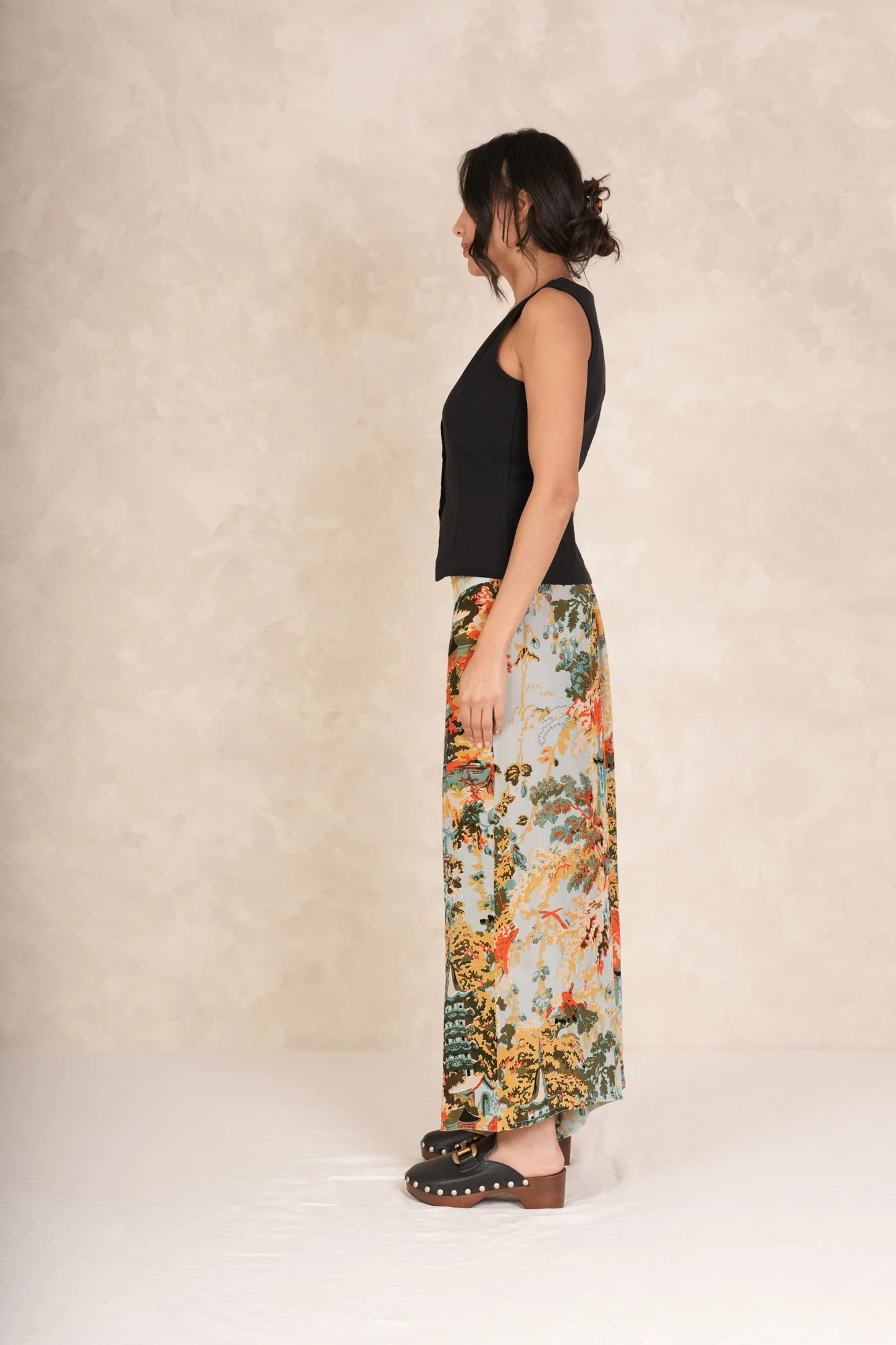 China Tree Aqua Crepe Palazzo Pants - Image 4